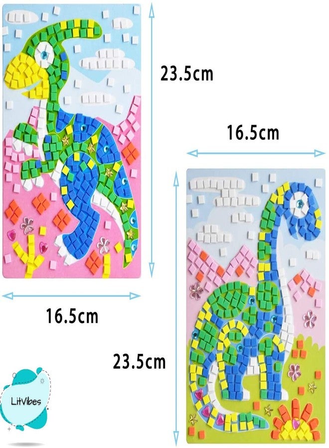 LitVibes Mosaic Sticker Creative Art DIY Set Foam Handmade Sticky Art Crafts Kits Multi Color for Kids/Teenagers- Set of 2 (Random Designs) - Image 3